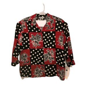 SK & Company Size 22 Women's Dress Shirt Long Sleeves Polka Dots Floral